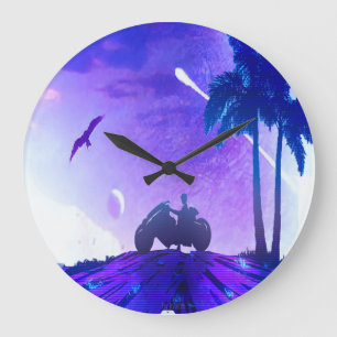 Lunar Mirage – Surreal Palestinian Digital Art Wal Large Clock