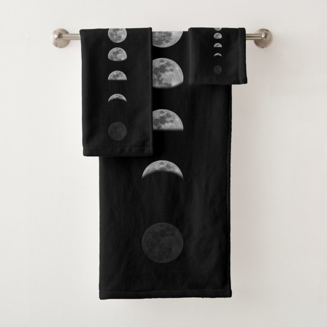 Lunar Moon Phases Celestial Bath Towel Set (Insitu)