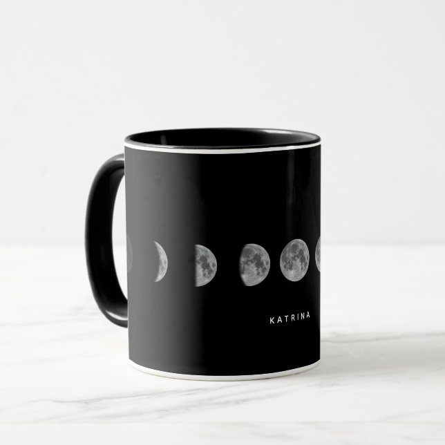 Lunar Moon Phases Celestial Customised Name Mug (Front Left)