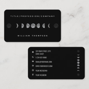 Lunar Moon Phases Celestial Social Media Icons Business Card