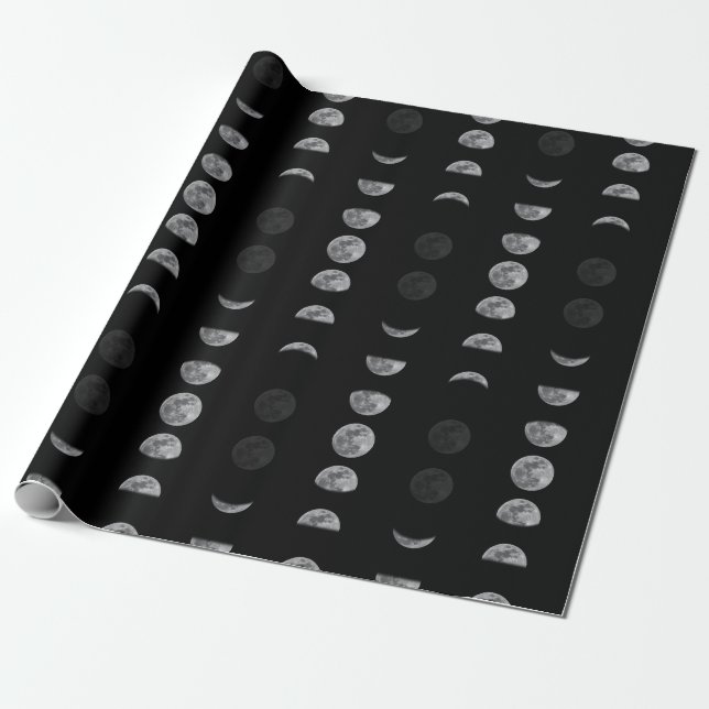 Lunar Moon Phases Celestial   Wrapping Paper (Unrolled)