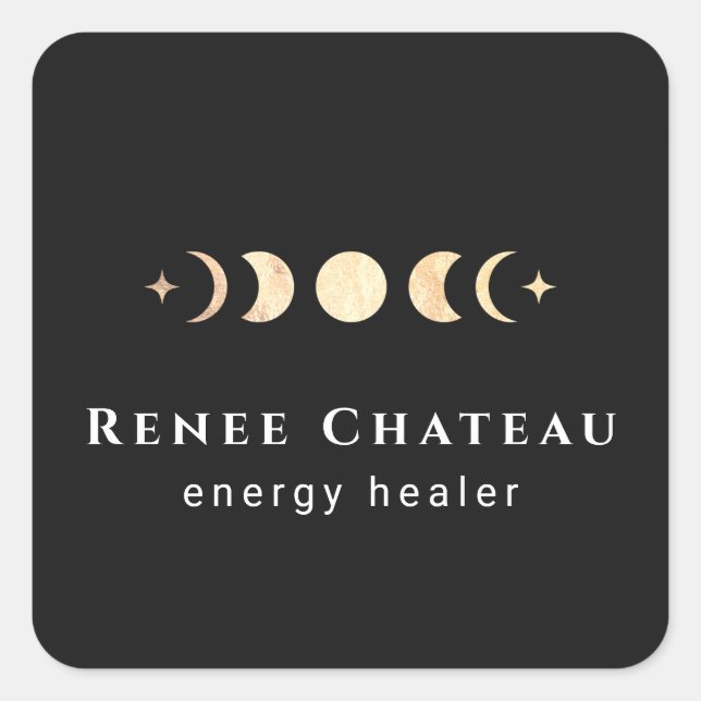 Lunar Moon Phases Energy Healer Square Sticker (Front)