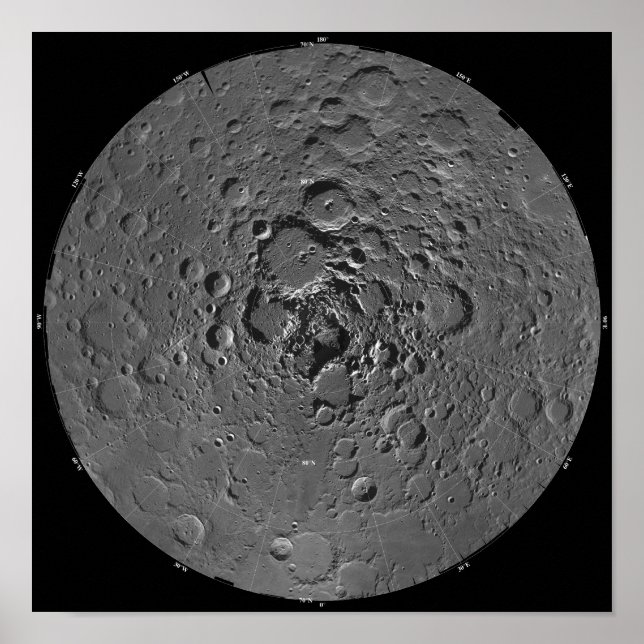 Lunar mosaic of the north polar region of the m poster (Front)