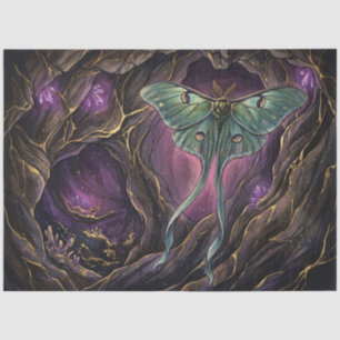 Lunar Moth Amethyst Cave Ephemera Decoupage Tissue Paper