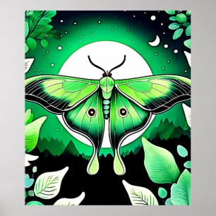 Lunar Moth Night Poster