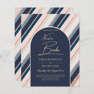 Lunar Navy Blue Blush Pink Rose Gold Wedding