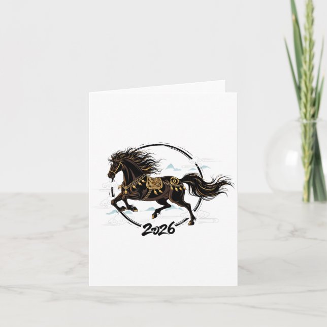Lunar New Year 2026 Horse Chinese Zodiac Celebrati Card (Front)