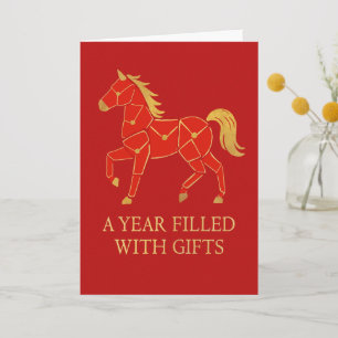 Lunar New Year 2026 Year of The Horse Chinese Thank You Card