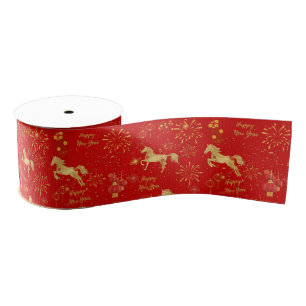 Lunar New Year 2026   Year of the Horse Grosgrain Ribbon