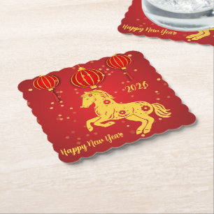 Lunar New Year 2026   Year of the Horse Paper Coaster