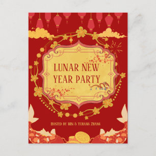 Lunar New Year Celebration: A Night of Joy  Invitation Postcard
