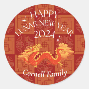 Lunar new year dragon classic round sticker