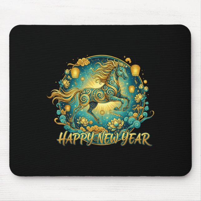 Lunar New Year Happy Chinese New Year Of The Horse Mouse Mat (Front)
