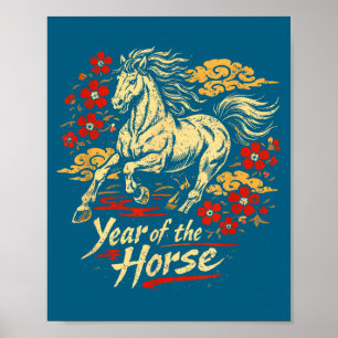 Lunar new year horse zodiac artwork poster