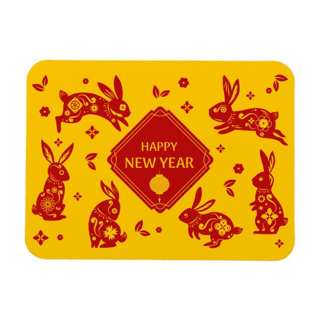 Lunar New Year Of Rabbit 2023 Zodiac Animal  Magnet (Horizontal)