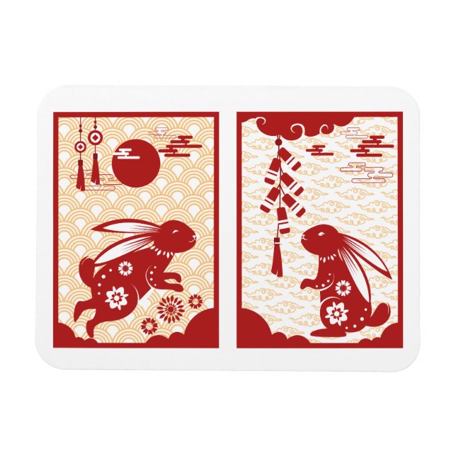 Lunar New Year Of Rabbit 2023 Zodiac Animal  Magnet (Horizontal)