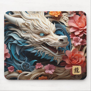 Lunar New Year of the Dragon   White Dragon Mouse Mat