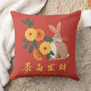 Lunar new year of the rabbit holiday cushion