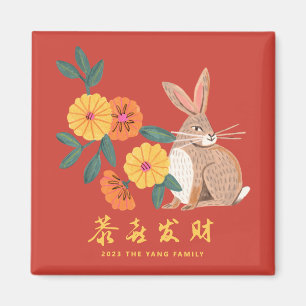 Lunar new year of the rabbit holiday magnet