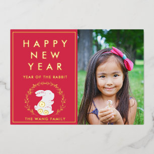 Lunar New Year of the Rabbit Photo Foil Card