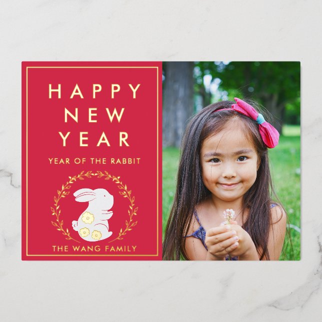 Lunar New Year of the Rabbit Photo Foil Card (Front)