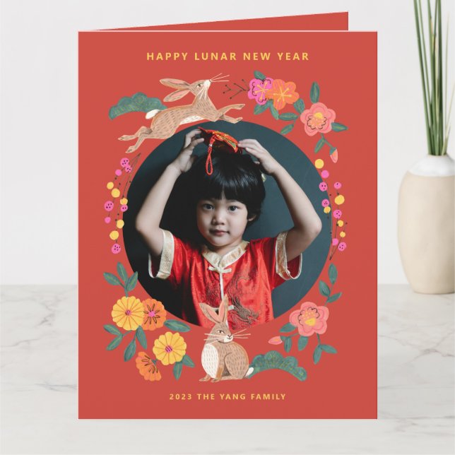 Lunar new year of the rabbit photo holiday card (Front)