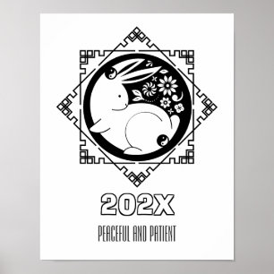 Lunar New Year Rabbit Coloring Poster