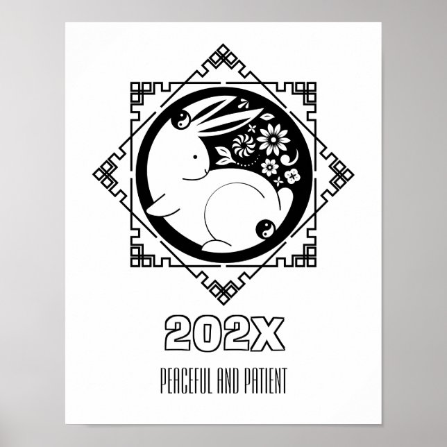 Lunar New Year Rabbit Coloring Poster (Front)
