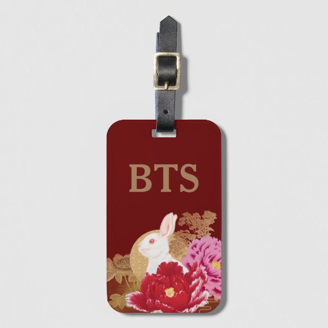 Lunar New Year - Red Gold Rabbit Luggage Tag (Front Vertical)