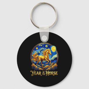 Lunar new year the horse year chinese zodiac fire key ring