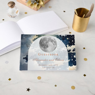 Lunar Night Sky Wedding Foil Guest Book