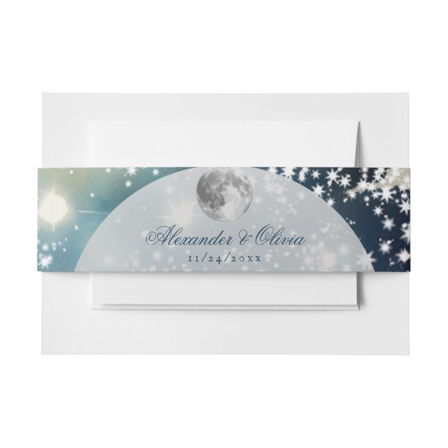 Lunar Night Sky Wedding Invitation Belly Band (Front Example)