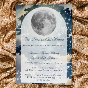 Lunar Night Sky Wedding Rehearsal Dinner Invitation
