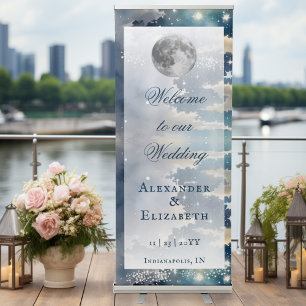 Lunar Night Sky Wedding Welcome Retractable Banner