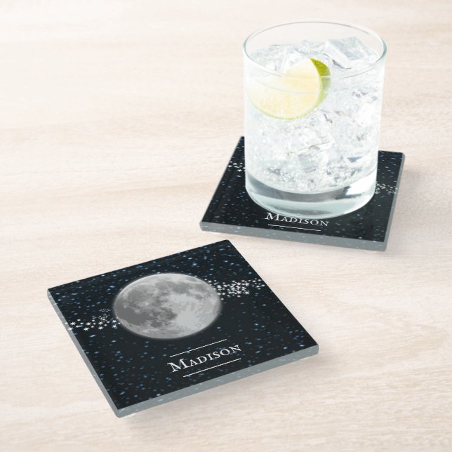 Lunar Personalised Glass Coaster (Angled)