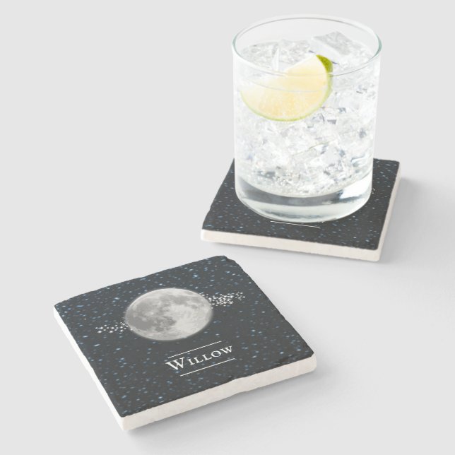Lunar Personalised Stone Coaster (Side)