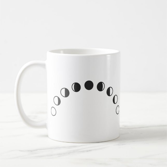 Lunar Phases Arc Minimalist Moon Drawing Coffee Mug (Left)