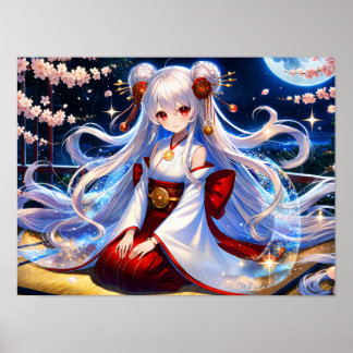 Lunar Princess Under Cherry Blossoms Poster