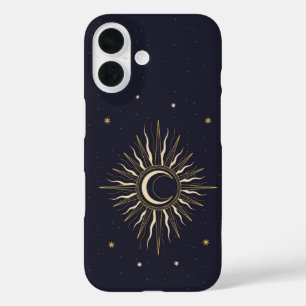Lunar Radiance – Crescent Moon & Sun iPhone 16 Case