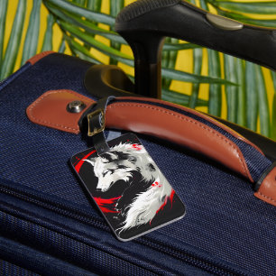 Lunar Red White Wolf Luggage Tag