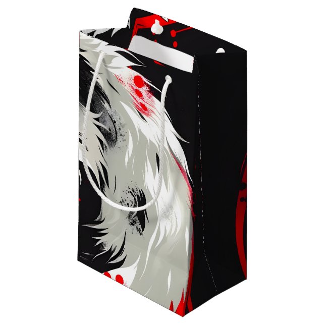 Lunar Red White Wolf Small Gift Bag (Front Angled)