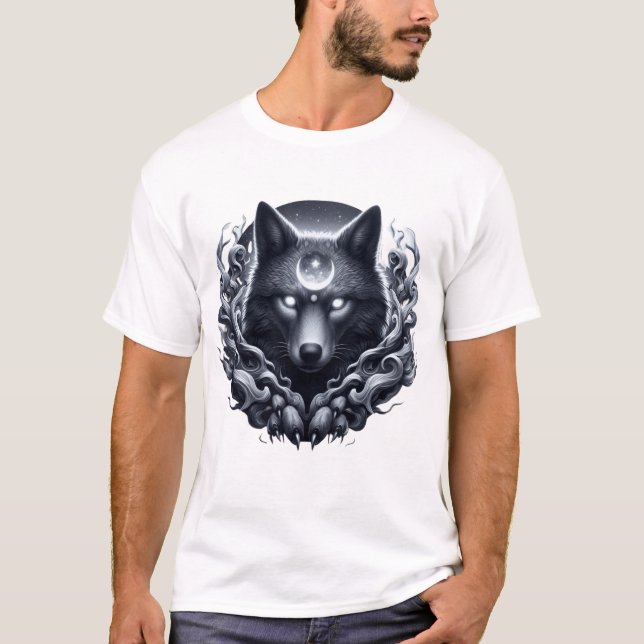 "Lunar Shadow Wolf – Guardian of the Mystic Realm" T-Shirt (Front)