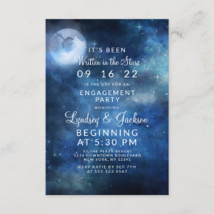 Lunar Sky Full Moon Celestial Engagement Party Invitation