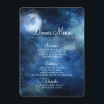 Lunar Sky Full Moon Celestial Galaxy Stars Dinner Menu<br><div class="desc">Lunar Sky Full Moon Celestial Galaxy Watercolor Design, with Night Shining Stars, and Glowing Moon Design on a luxurious Navy Blue, Pale Blue, and hints of purple watercolor texture. With Modern Typography Script Fonts. A trendy Magical design - Personalised Wedding Dinner Reception Table Decor Menus! ~ Check my shop to...</div>