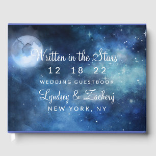 Lunar Sky Full Moon Celestial Galaxy Stars Wedding Guest Book