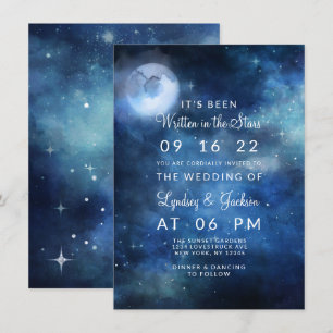 Lunar Sky Full Moon Celestial Galaxy Stars Wedding Invitation