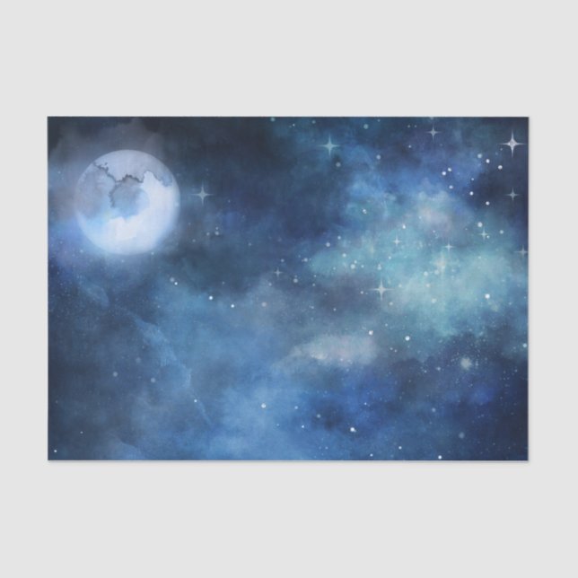 Lunar Sky Full Moon Celestial Galaxy Stars Wedding Tissue Paper (Front)