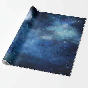 Lunar Sky Full Moon Celestial Galaxy Stars Wedding Wrapping Paper
