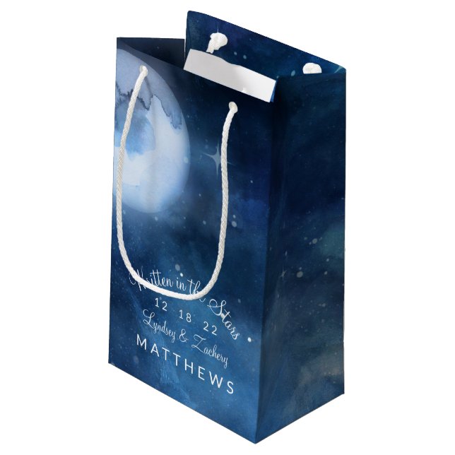 Lunar Sky Full Moon Celestial Galaxy Wedding Small Gift Bag (Back Angled)