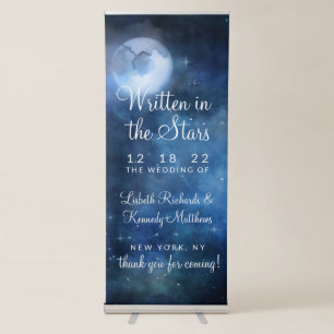 Lunar Sky Full Moon Celestial Star Wedding Welcome Retractable Banner